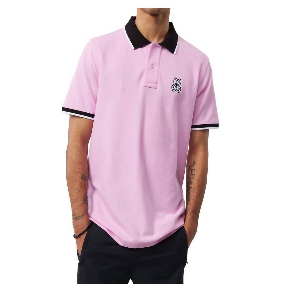 Psycho Bunny Pink Polo with Black Trim